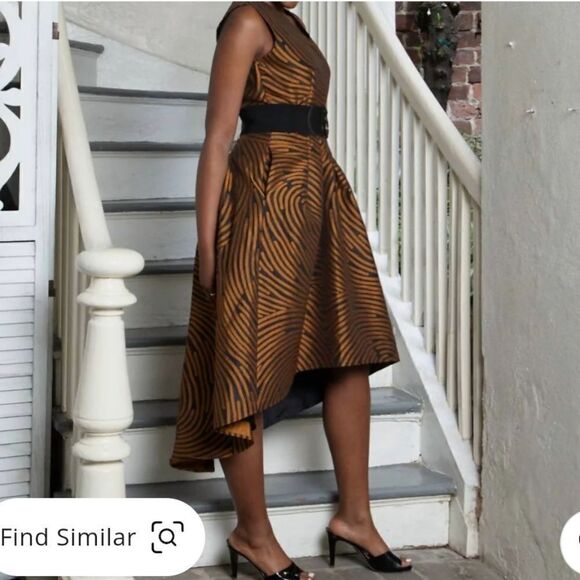 Samuel Dong High Low Sleeveless Dress in black-gold - Picture 1 of 15